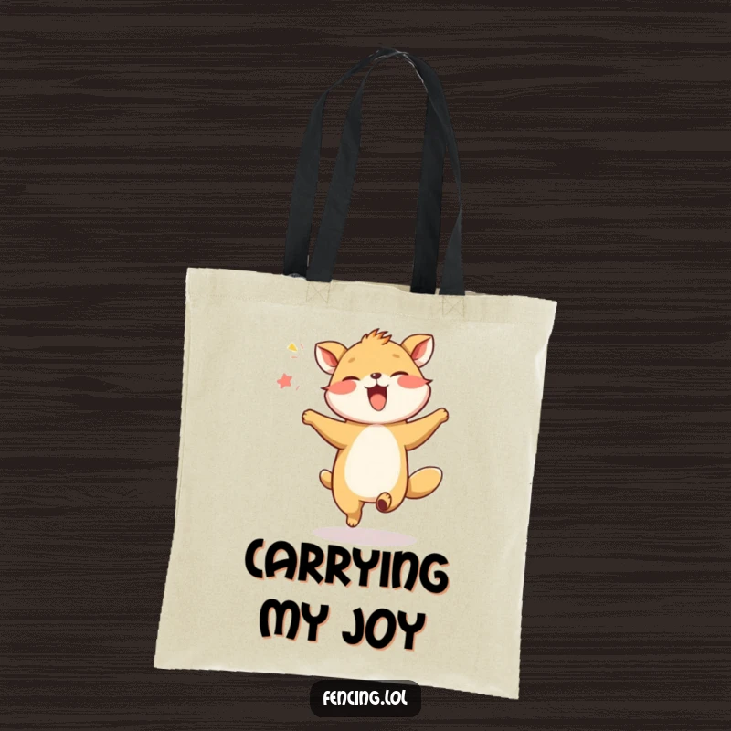 Funny Giggling Animal Dancing Tote Bag: A giggling animal dances in the air, a cheerful and practical accessory.