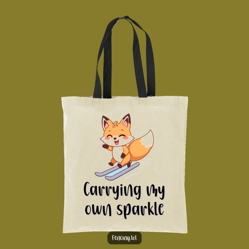 Funny Happy Fox Ice Skating Tote Bag: Carry Your Joyful Style