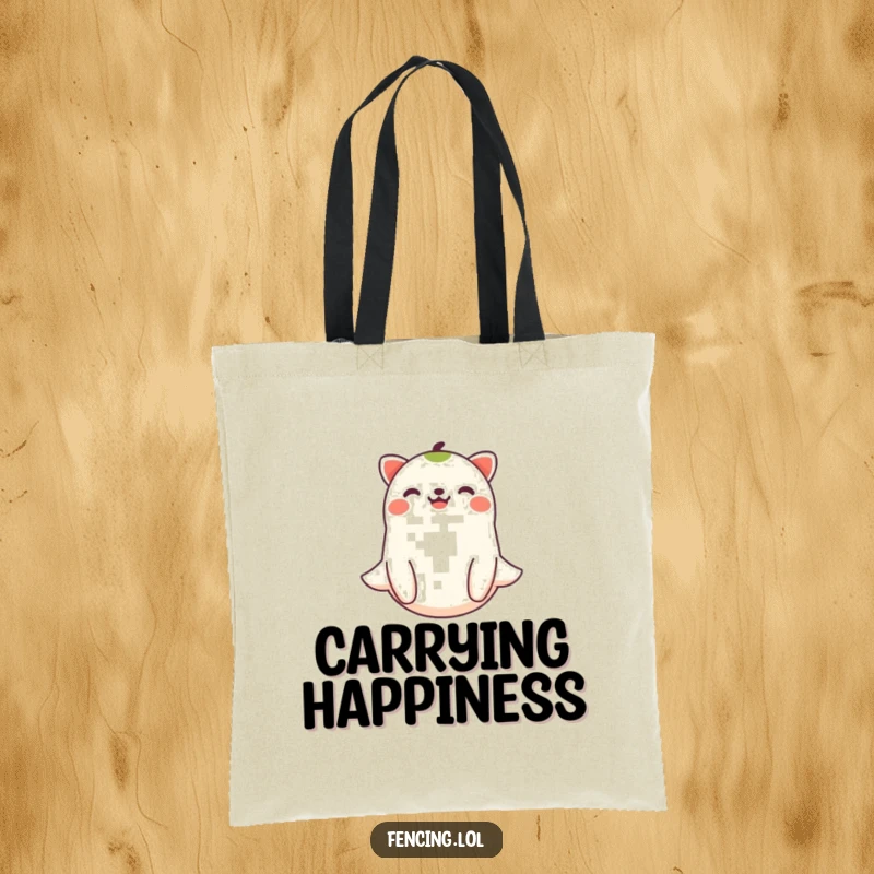 Funny joyful animal floating gracefully on a tote bag, a charming accessory for carrying daily essentials.