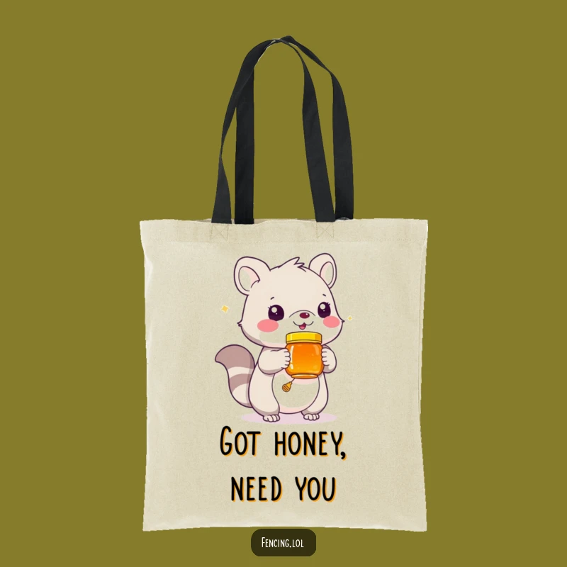 Funny Honey Jar Animal Tote Bag: Playful Creature Offering Sweetness, Practical Funny Gift
